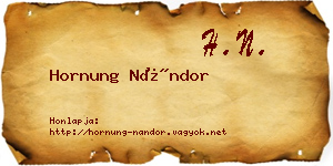 Hornung Nándor névjegykártya